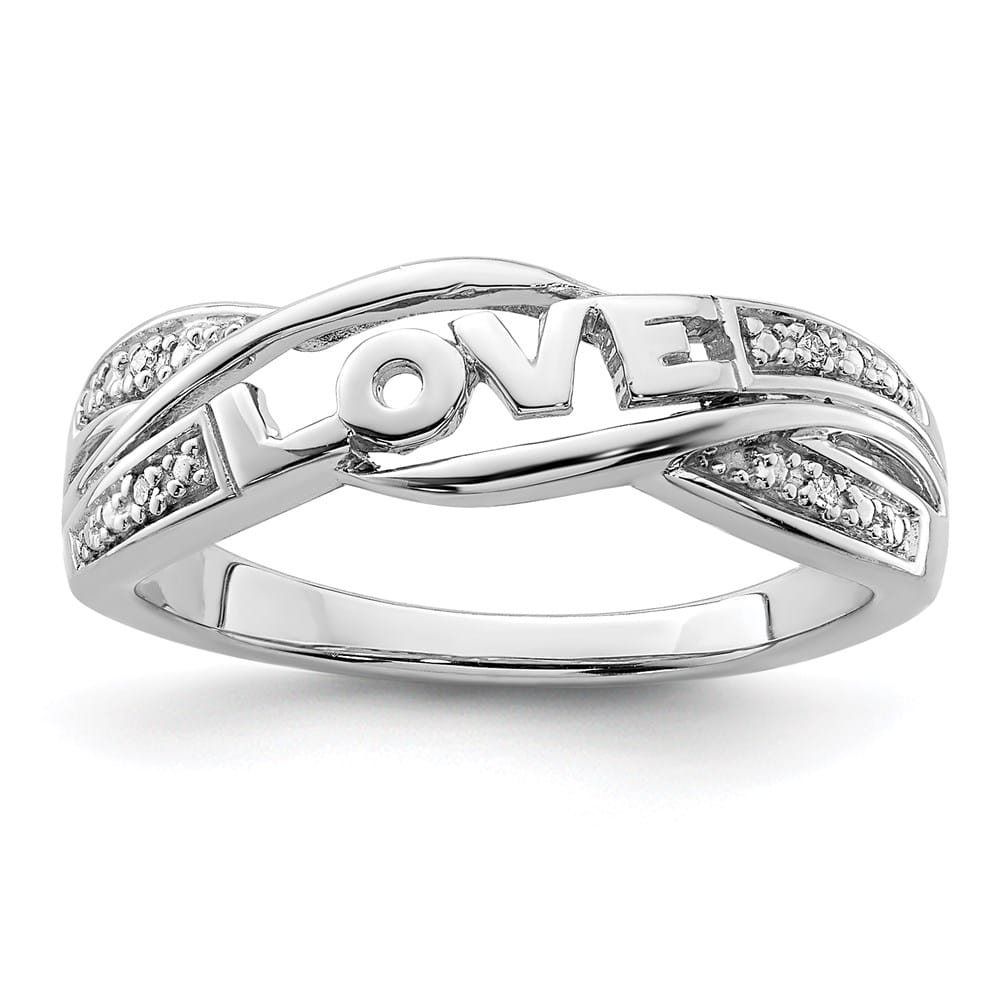 Sterling Silver 2 mm Diamond Love Ring