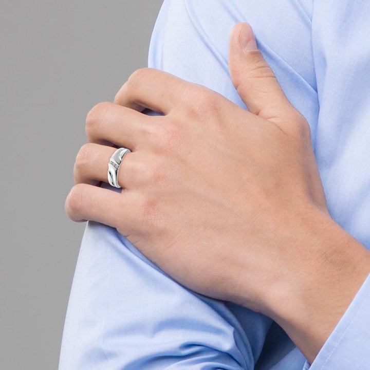 Sterling Silver 2 mm Diamond Men's Ring