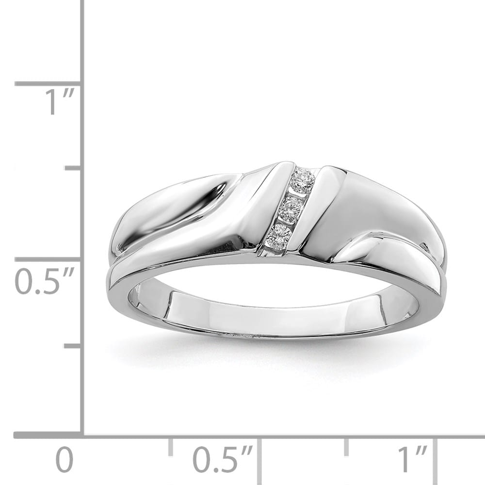 Sterling Silver 2 mm Diamond Men's Ring