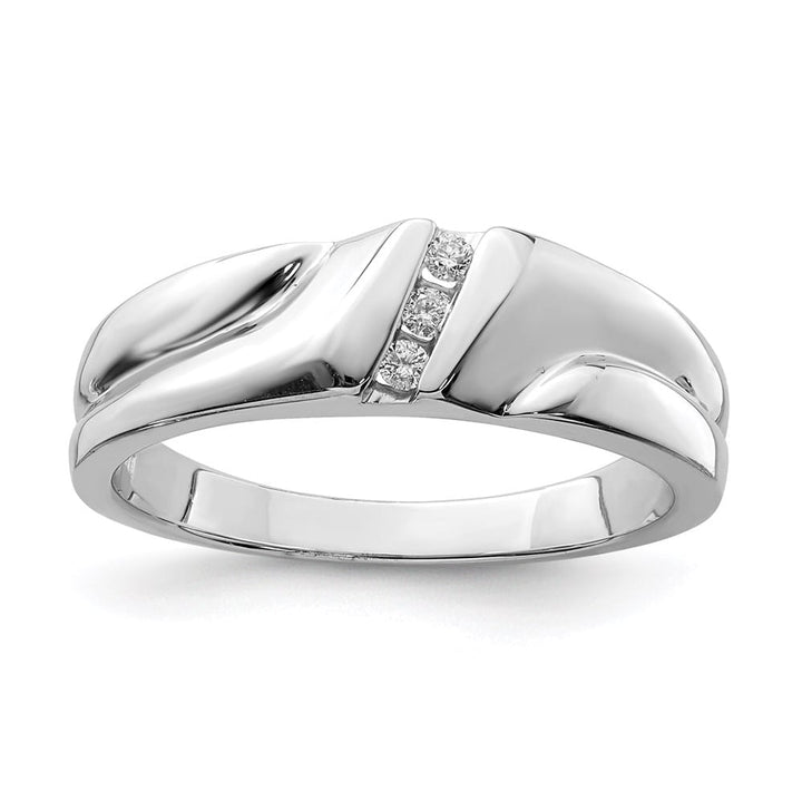 Sterling Silver 2 mm Diamond Men's Ring
