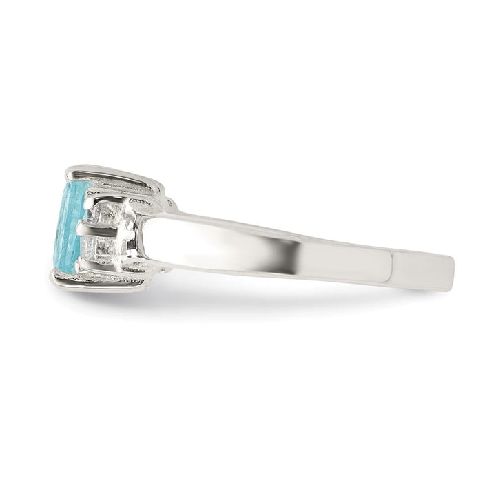 Sterling Silver 2 mm Light Blue & White CZ Ring