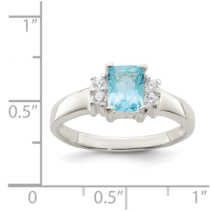 Sterling Silver 2 mm Light Blue & White CZ Ring