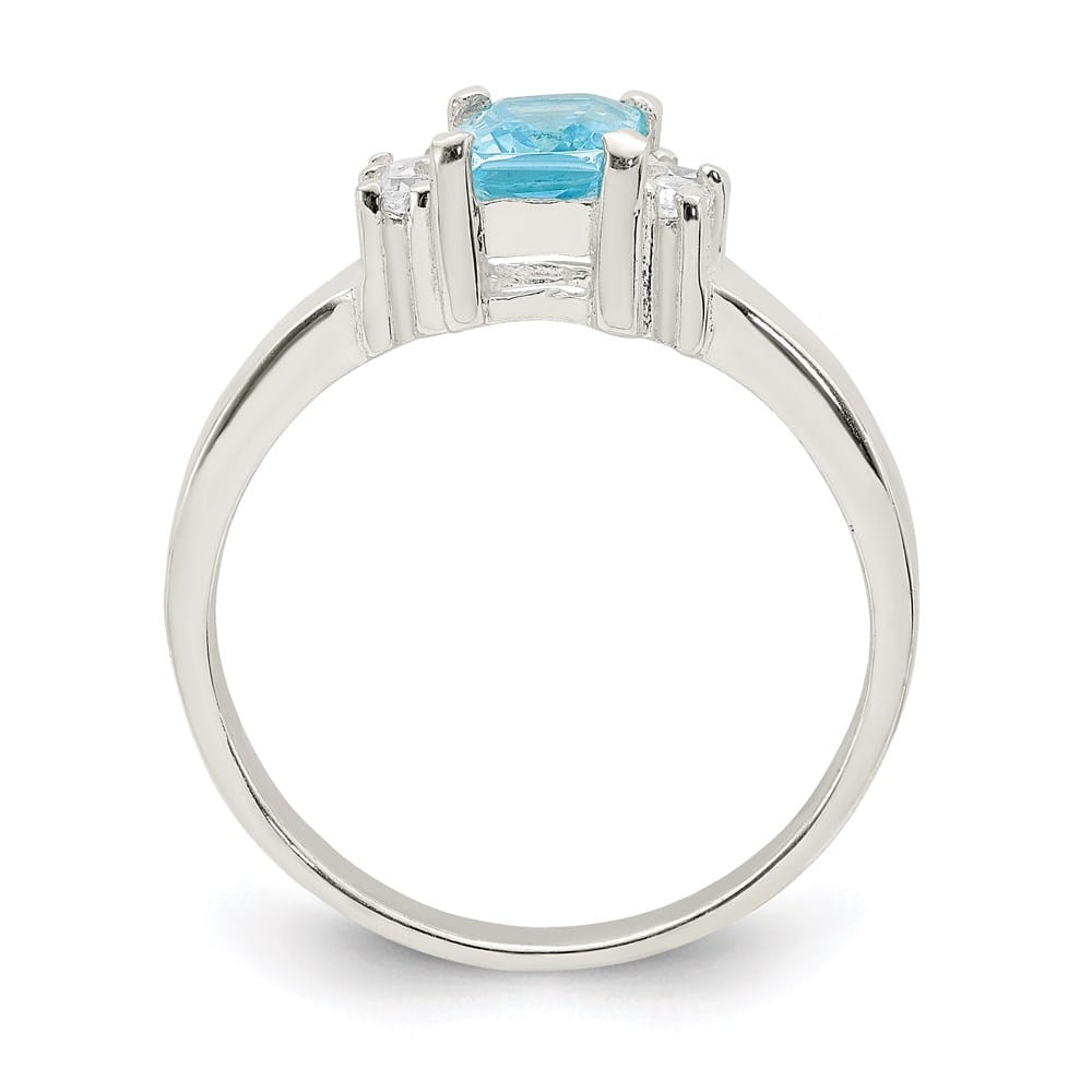 Sterling Silver 2 mm Light Blue & White CZ Ring