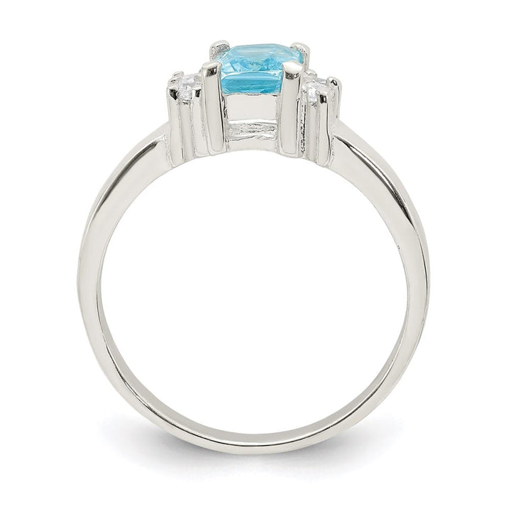 Sterling Silver 2 mm Light Blue & White CZ Ring