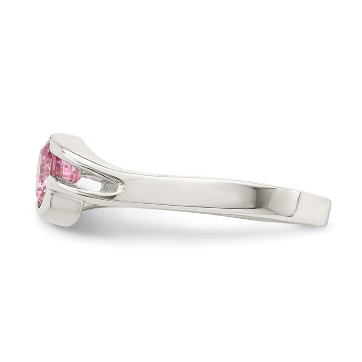 Sterling Silver 2 mm Pink Round Bezel CZ Ring