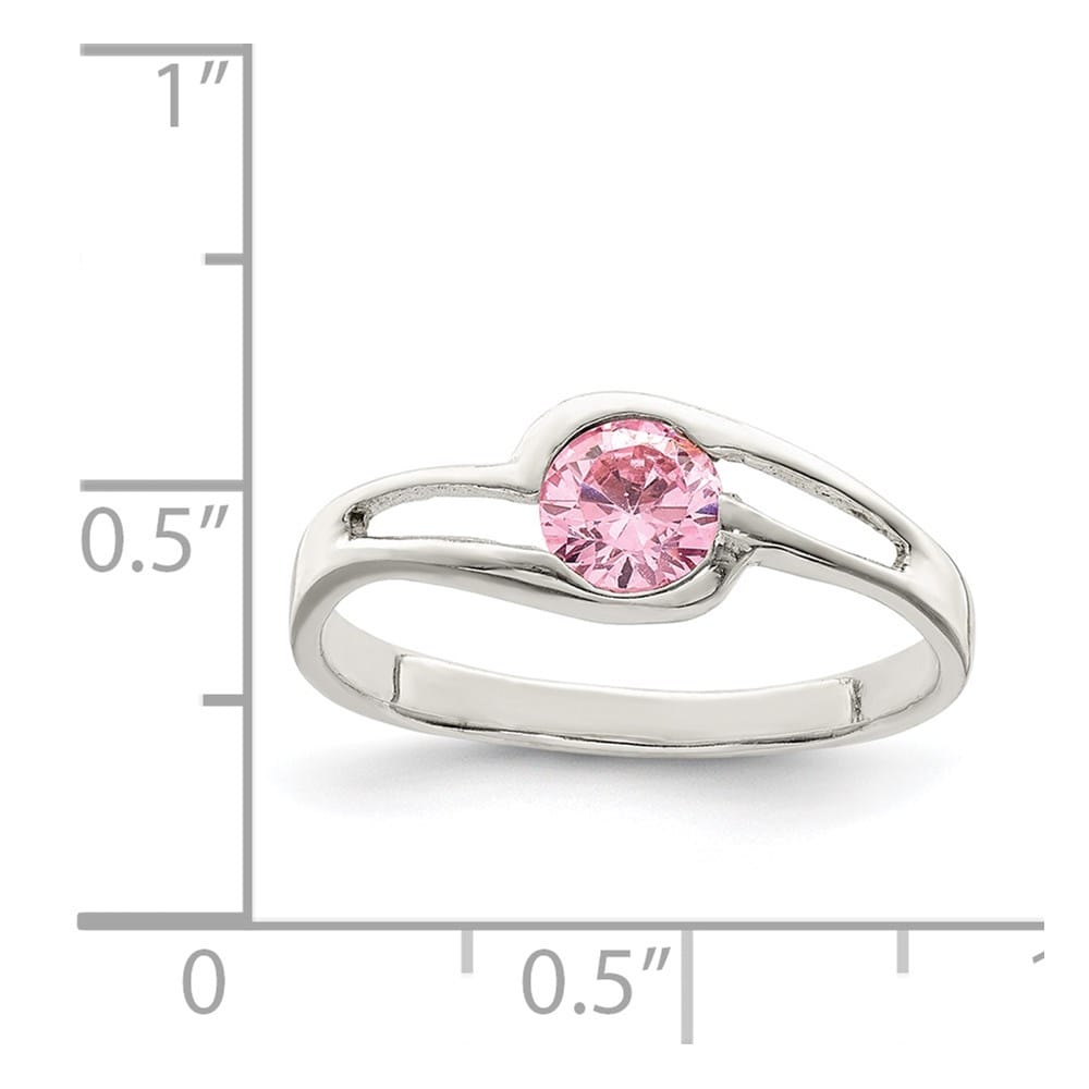 Sterling Silver 2 mm Pink Round Bezel CZ Ring