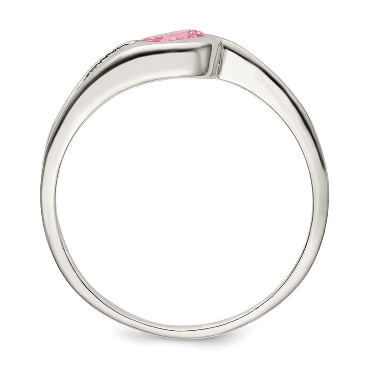 Sterling Silver 2 mm Pink Round Bezel CZ Ring