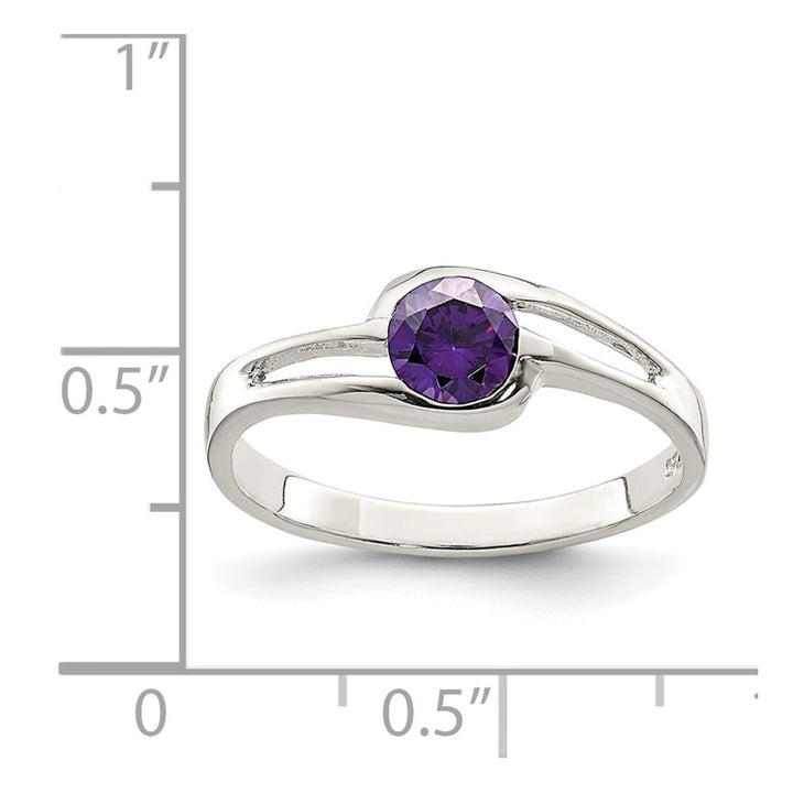 Sterling Silver 2 mm Purple Round Bezel CZ Ring