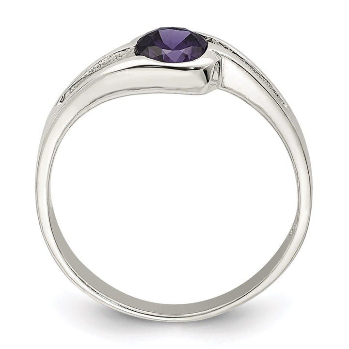 Sterling Silver 2 mm Purple Round Bezel CZ Ring