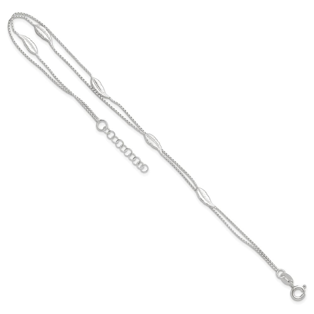 Sterling Silver 2-Strand Feathers Anklet