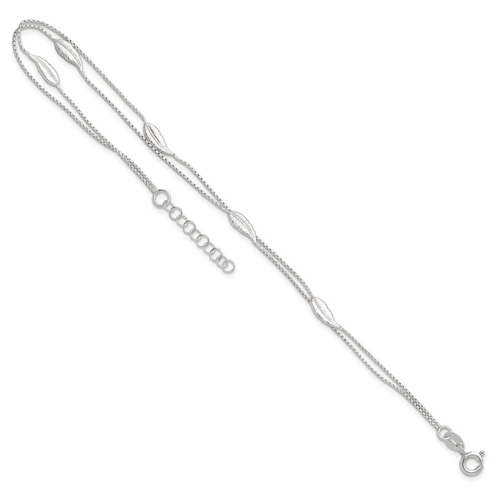 Sterling Silver 2-Strand Feathers Anklet