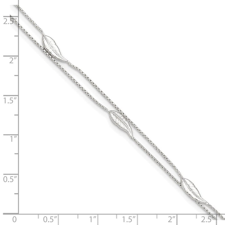 Sterling Silver 2-Strand Feathers Anklet