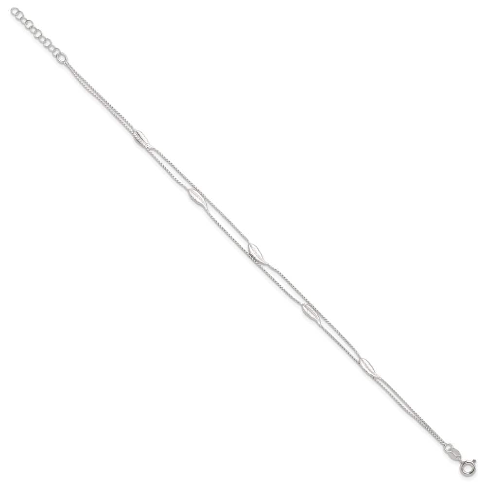 Sterling Silver 2-Strand Feathers Anklet