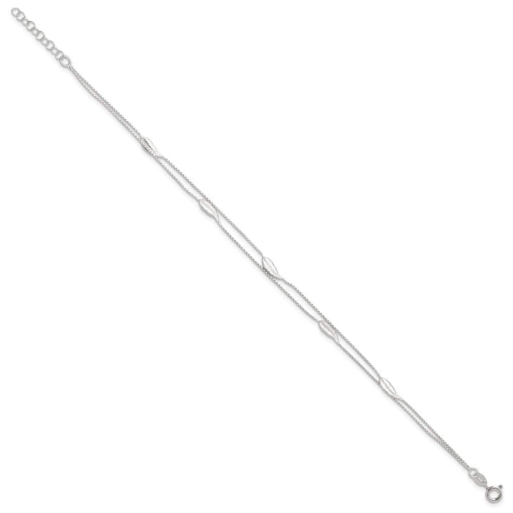 Sterling Silver 2-Strand Feathers Anklet