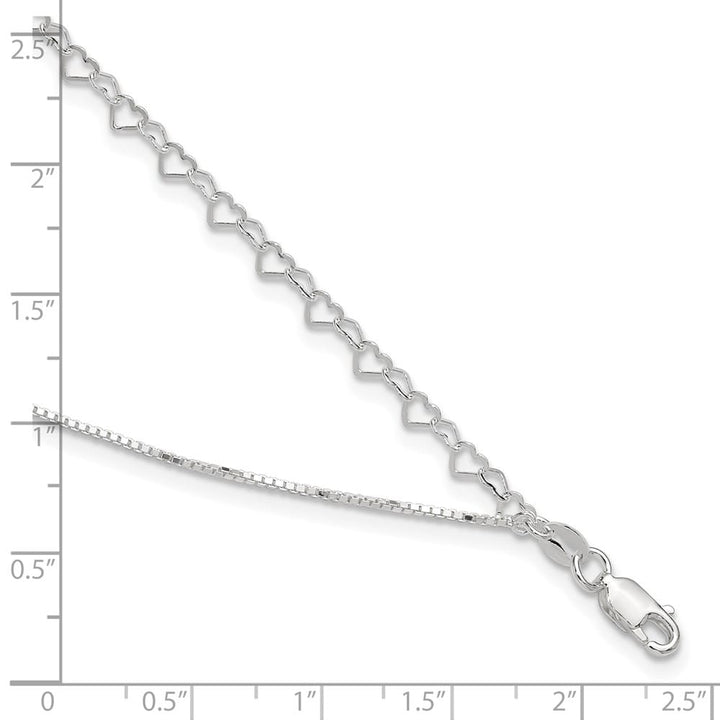 Sterling Silver 2-Strand Heart Link Anklet