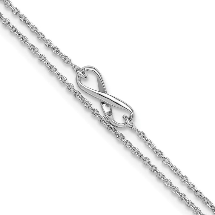 Sterling Silver 2-Strand Infinity on Cable Link Anklet — .925 sterling silver, 10 inches long, 1 inch extension, 1 mm wide, spring ring clasp, 2.72 g