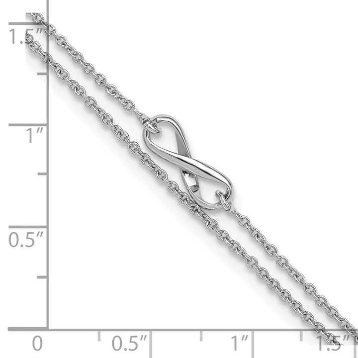 Sterling Silver 2-Strand Infinity on Cable Link Anklet