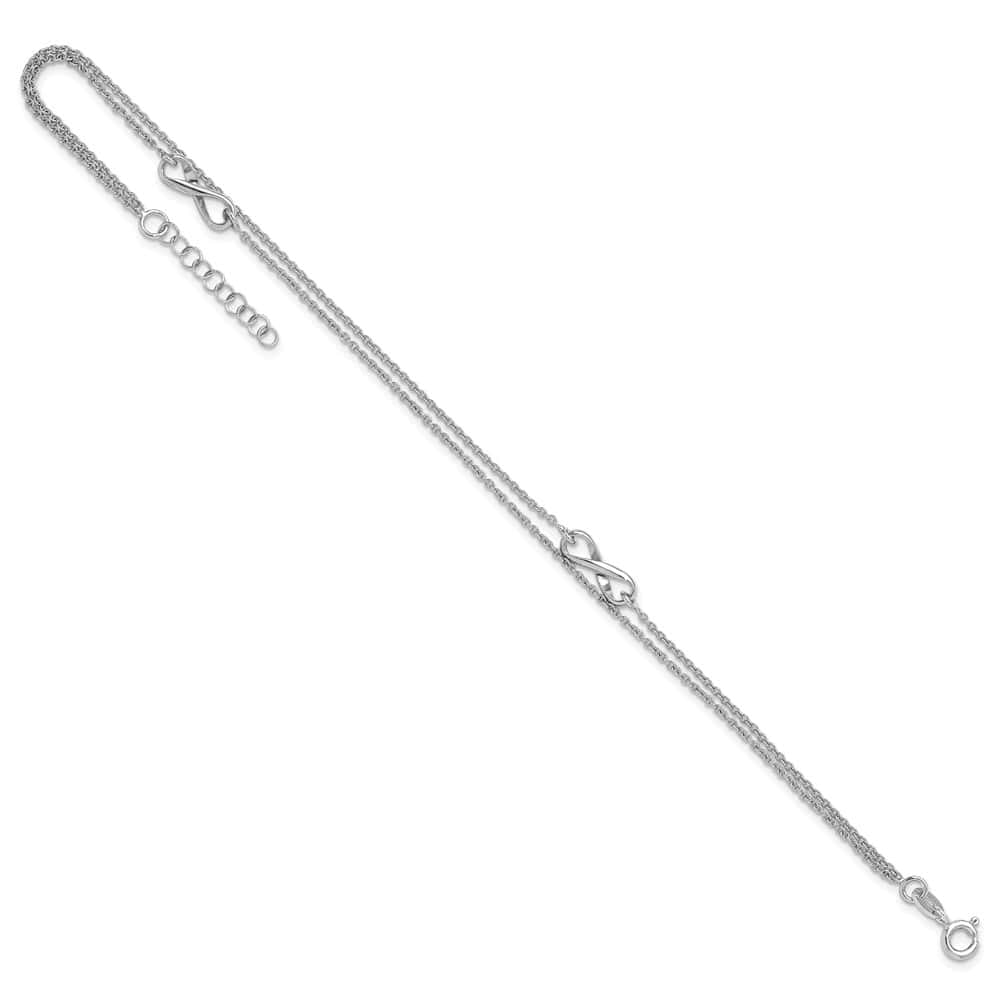 Sterling Silver 2-Strand Infinity on Cable Link Anklet