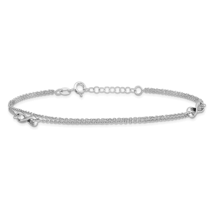 Sterling Silver 2-Strand Infinity on Cable Link Anklet