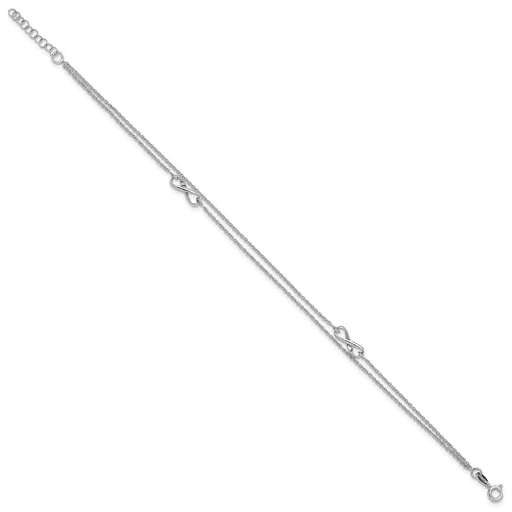 Sterling Silver 2-Strand Infinity on Cable Link Anklet
