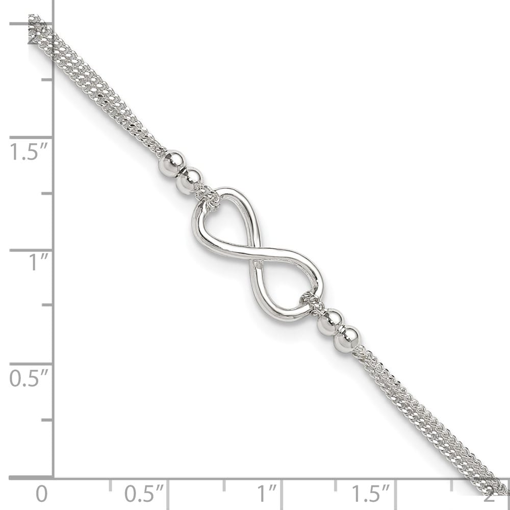 Sterling Silver 2-Strand Infinity on Curb Link Anklet