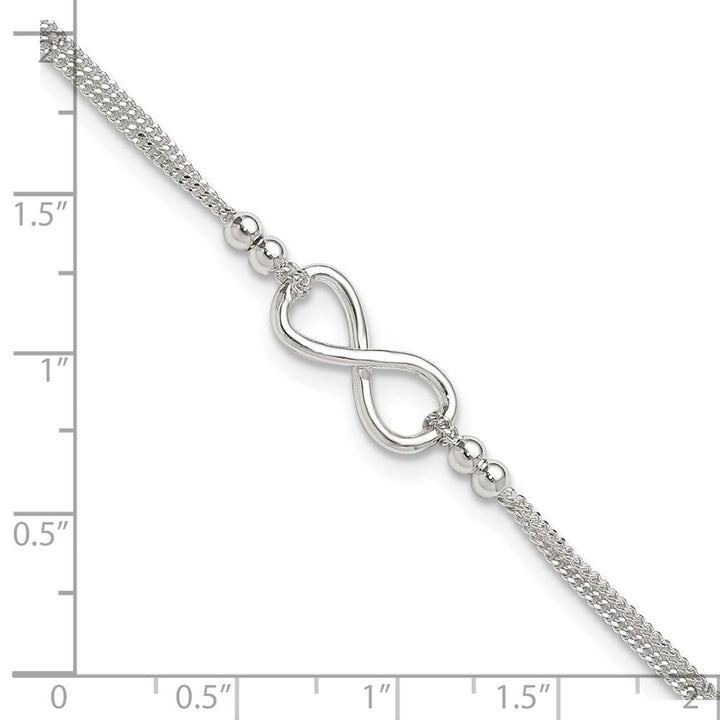 Sterling Silver 2-Strand Infinity on Curb Link Anklet
