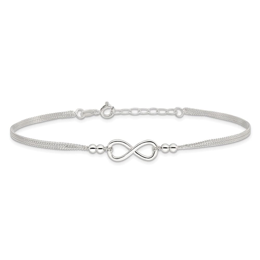 Sterling Silver 2-Strand Infinity on Curb Link Anklet