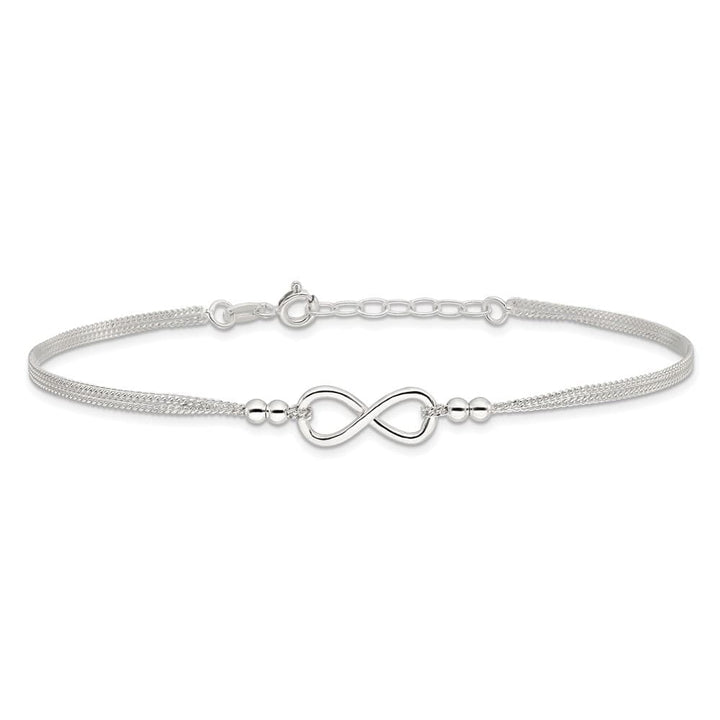Sterling Silver 2-Strand Infinity on Curb Link Anklet