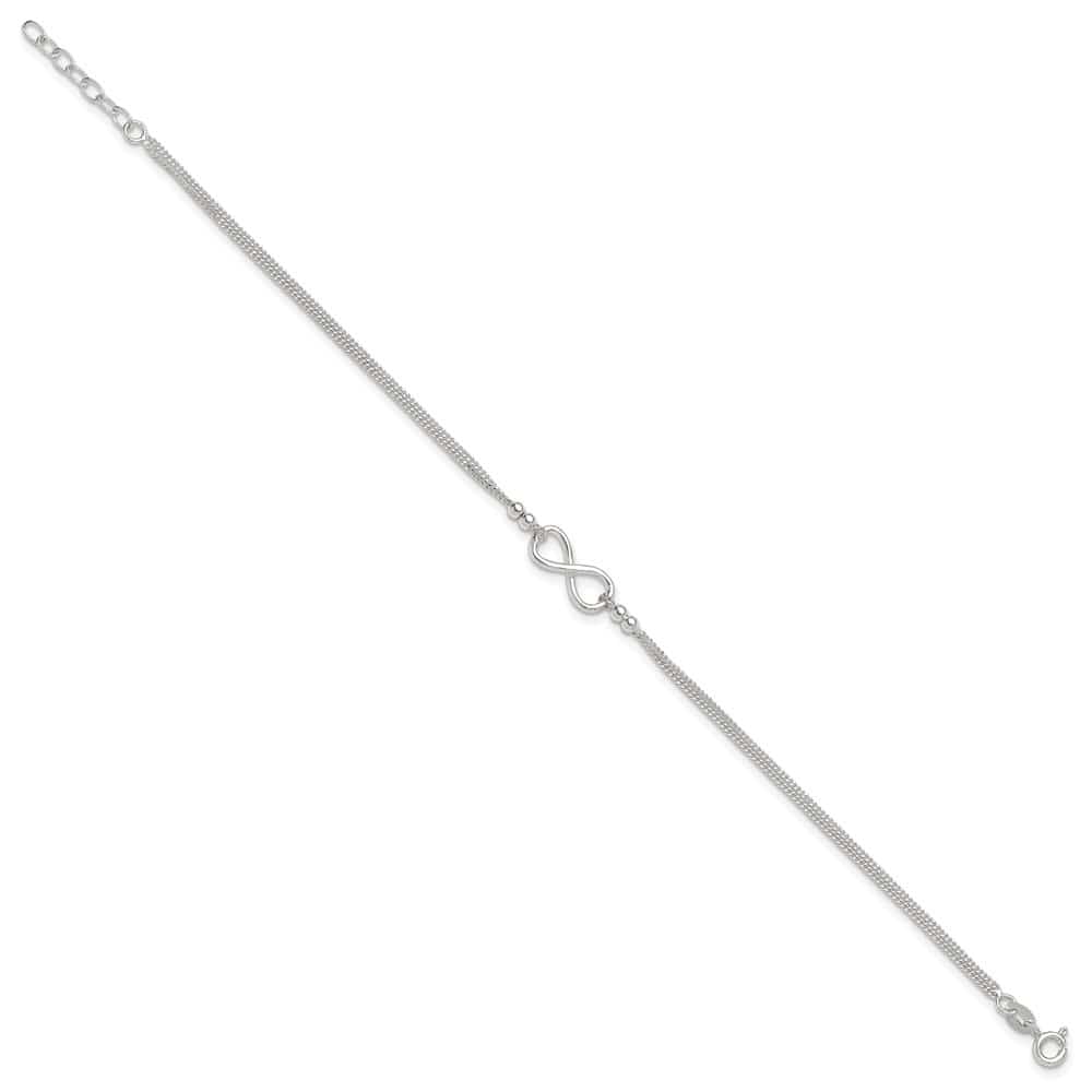 Sterling Silver 2-Strand Infinity on Curb Link Anklet