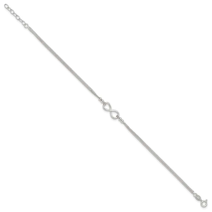 Sterling Silver 2-Strand Infinity on Curb Link Anklet