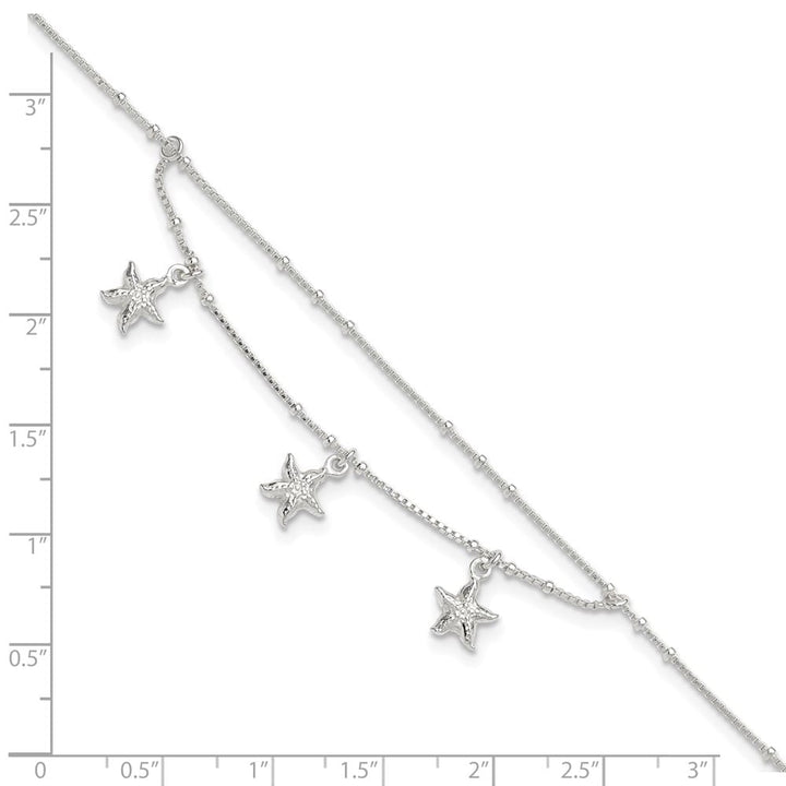 Sterling Silver 2-Strand Starfish Anklet
