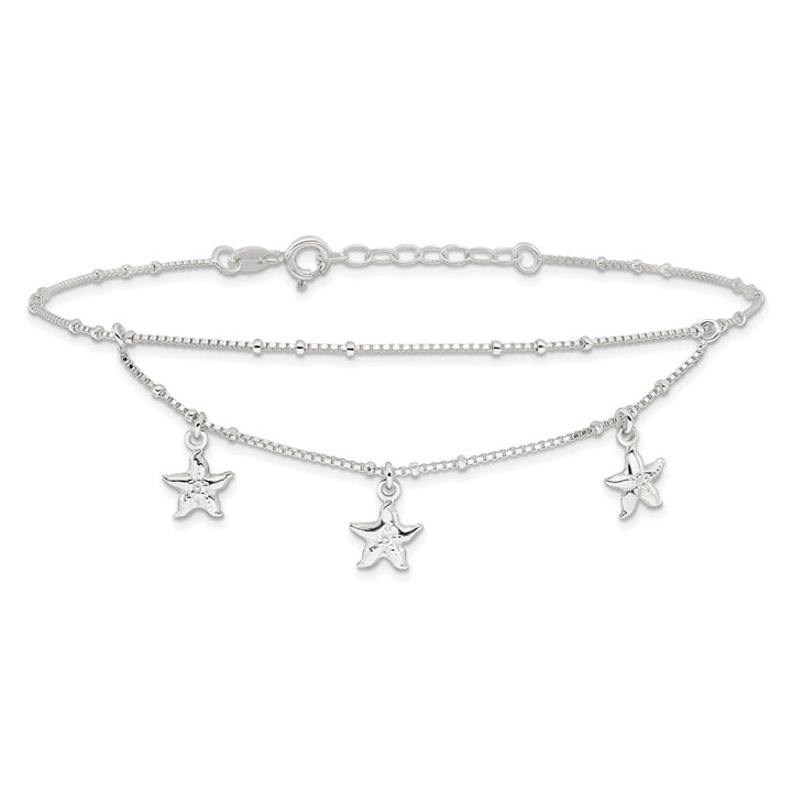 Sterling Silver 2-Strand Starfish Anklet