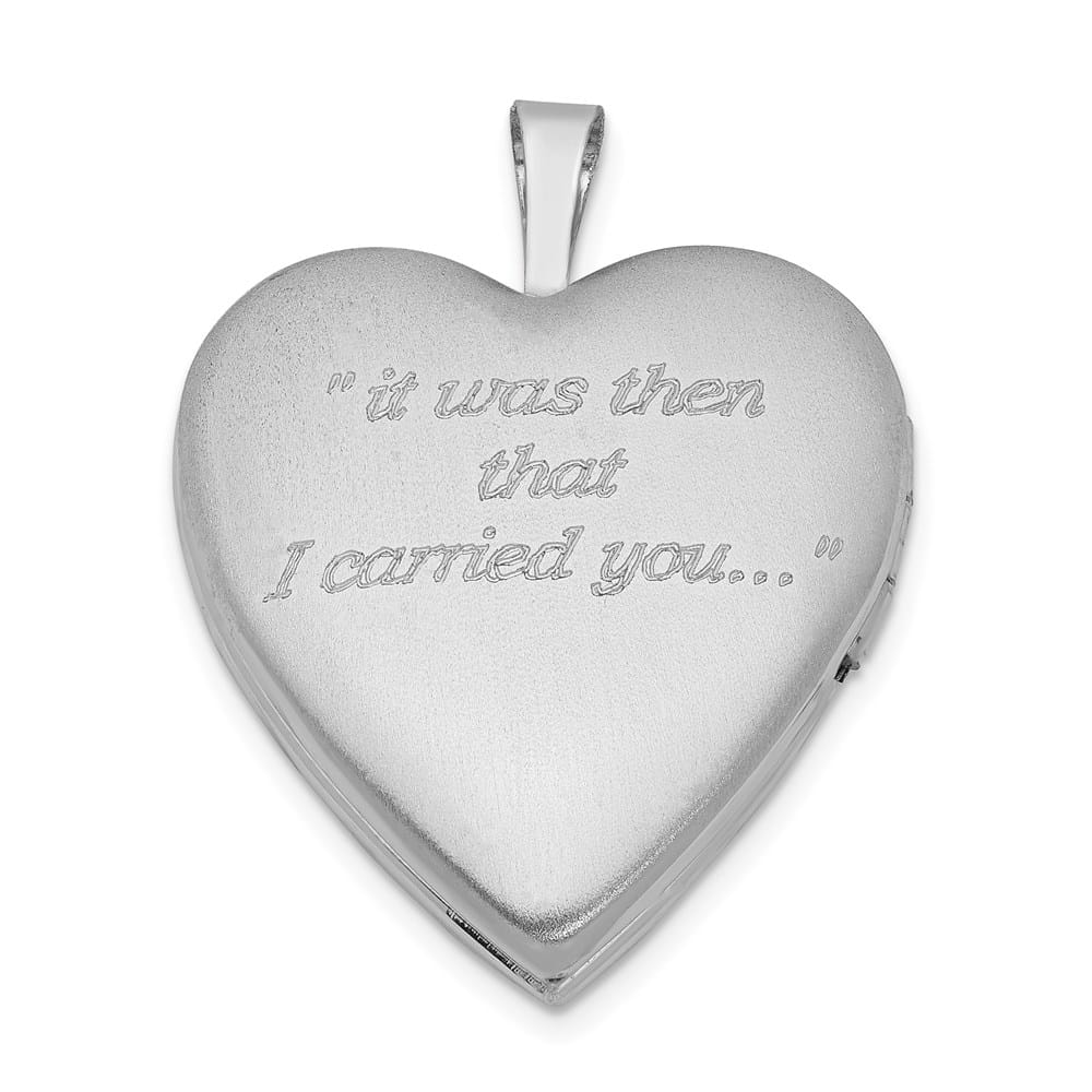 Sterling Silver 20mm D.C. Footprints Heart Locket Pendant