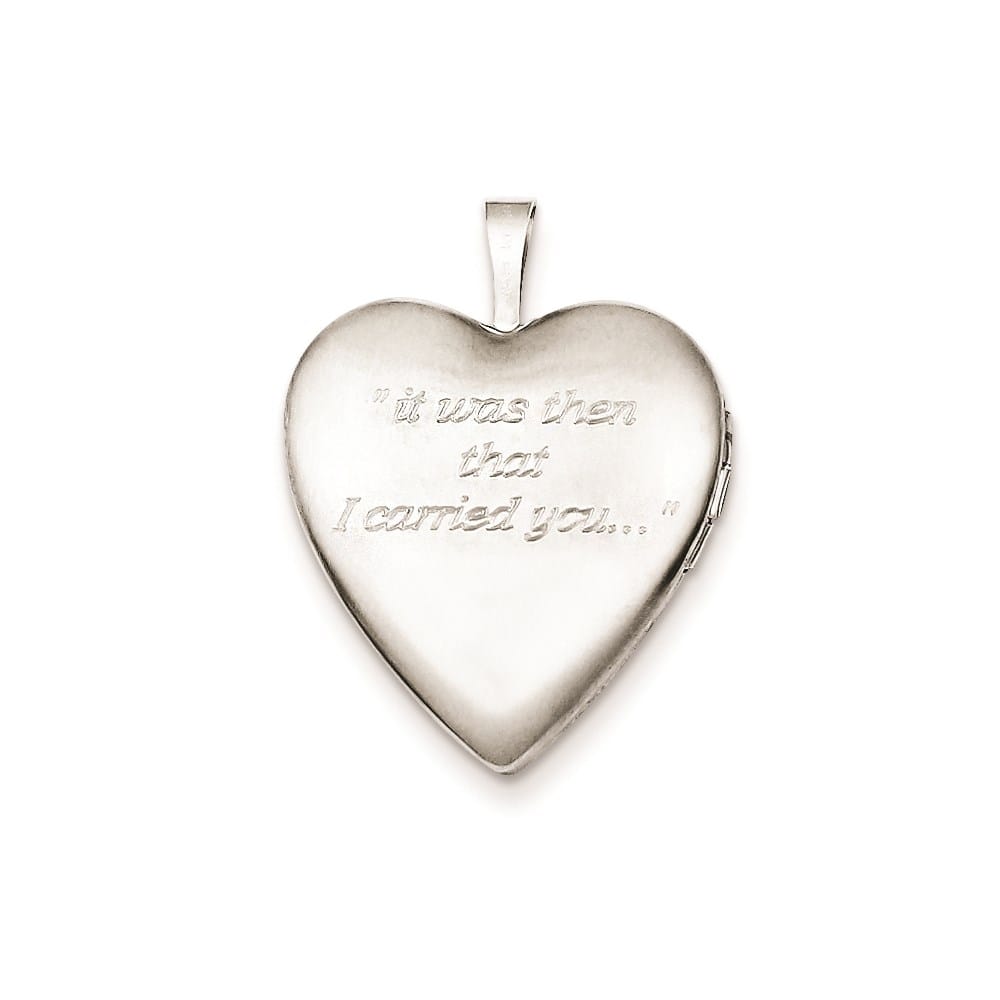 Sterling Silver 20mm D.C. Footprints Heart Locket Pendant