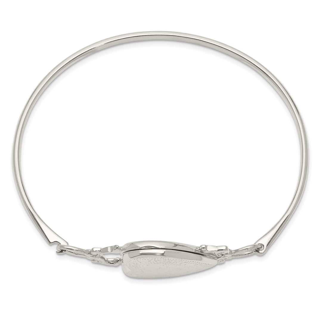 Sterling Silver 22mm Heart Locket Hook Closure Bangle Bracelet