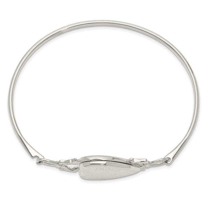 Sterling Silver 22mm Heart Locket Hook Closure Bangle Bracelet