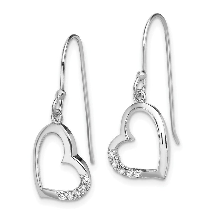 Sterling Silver 26mm CZ Heart Dangle Earrings