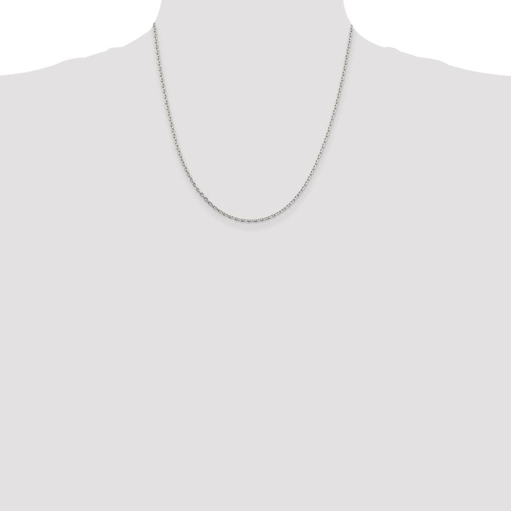 Sterling Silver 2mm Beveled Oval Cable Chain Size 20