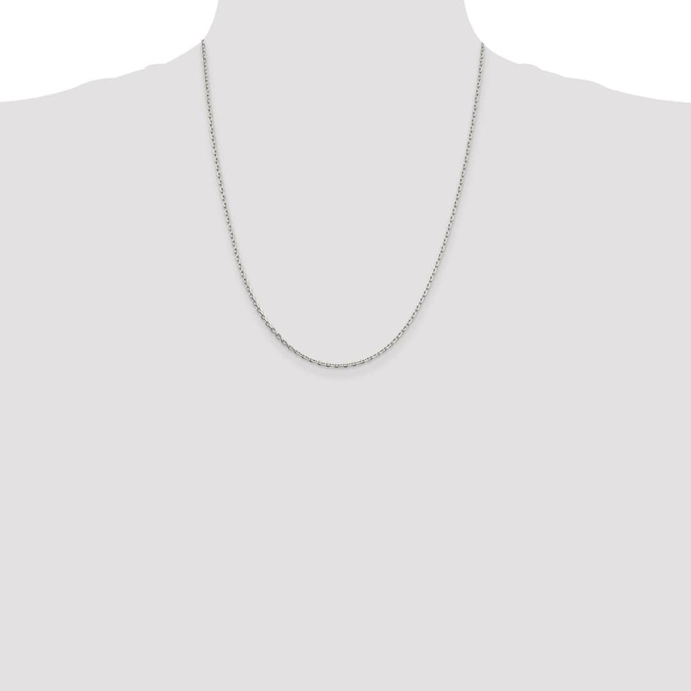 Sterling Silver 2mm Beveled Oval Cable Chain Size 22