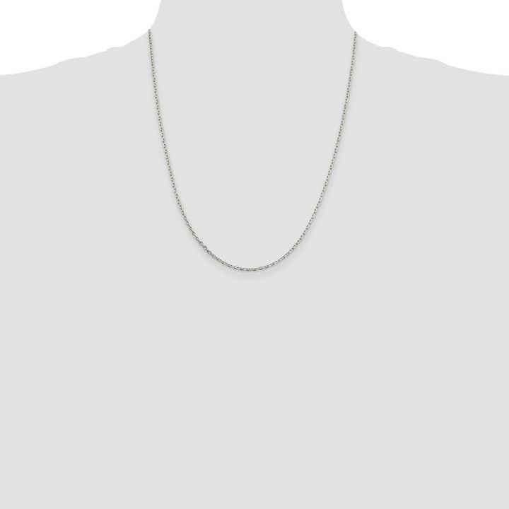 Sterling Silver 2mm Beveled Oval Cable Chain Size 22