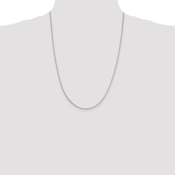 Sterling Silver 2mm Beveled Oval Cable Chain Size 24