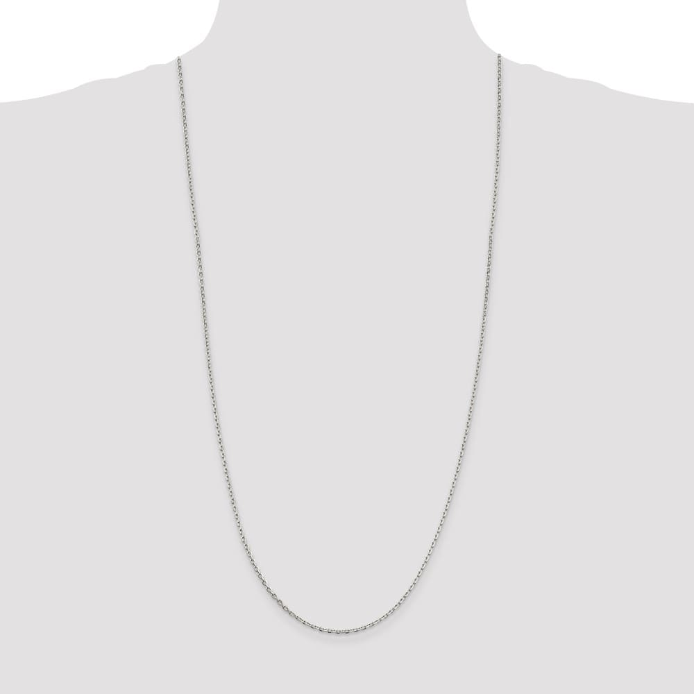 Sterling Silver 2mm Beveled Oval Cable Chain Size 30