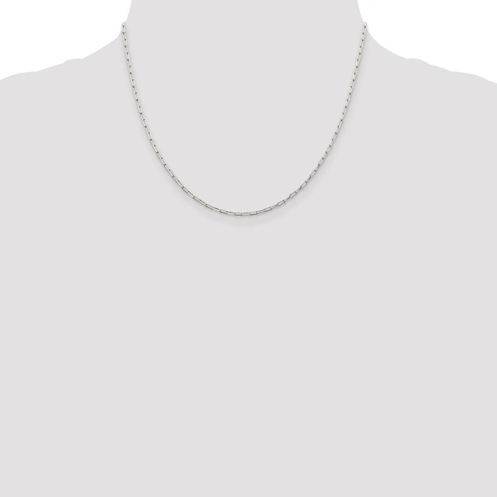 Sterling Silver 2mm Elongated Open Link Chain Size 18