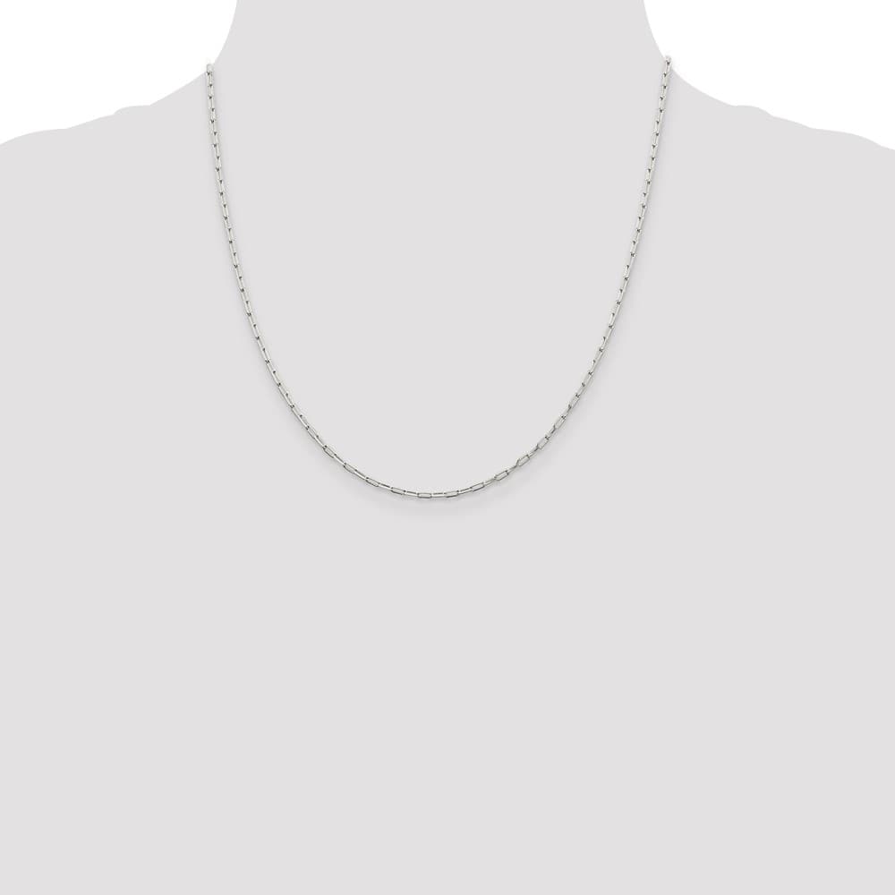 Sterling Silver 2mm Elongated Open Link Chain Size 20