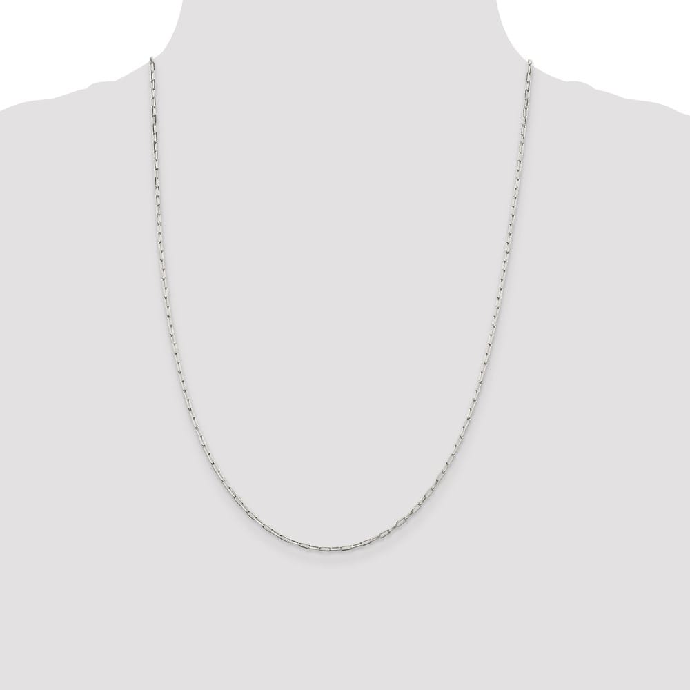 Sterling Silver 2mm Elongated Open Link Chain Size 24