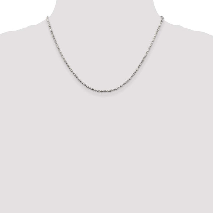 Sterling Silver 2mm Fancy Beaded Chain Size 18