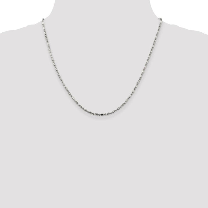 Sterling Silver 2mm Fancy Beaded Chain Size 20