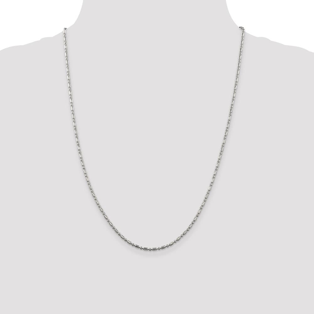 Sterling Silver 2mm Fancy Beaded Chain Size 24