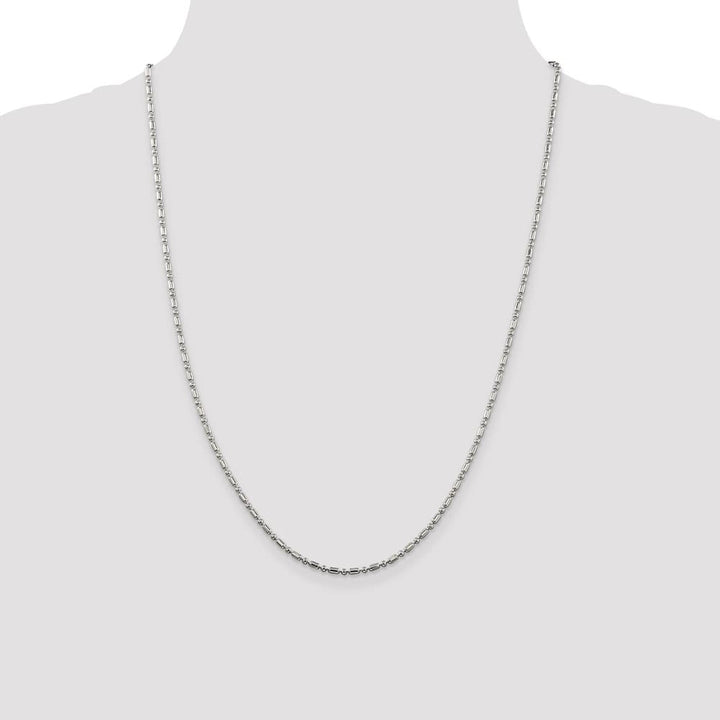 Sterling Silver 2mm Fancy Beaded Chain Size 24