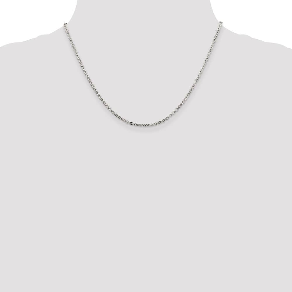 Sterling Silver 2mm Flat Link Cable Chain Size 18